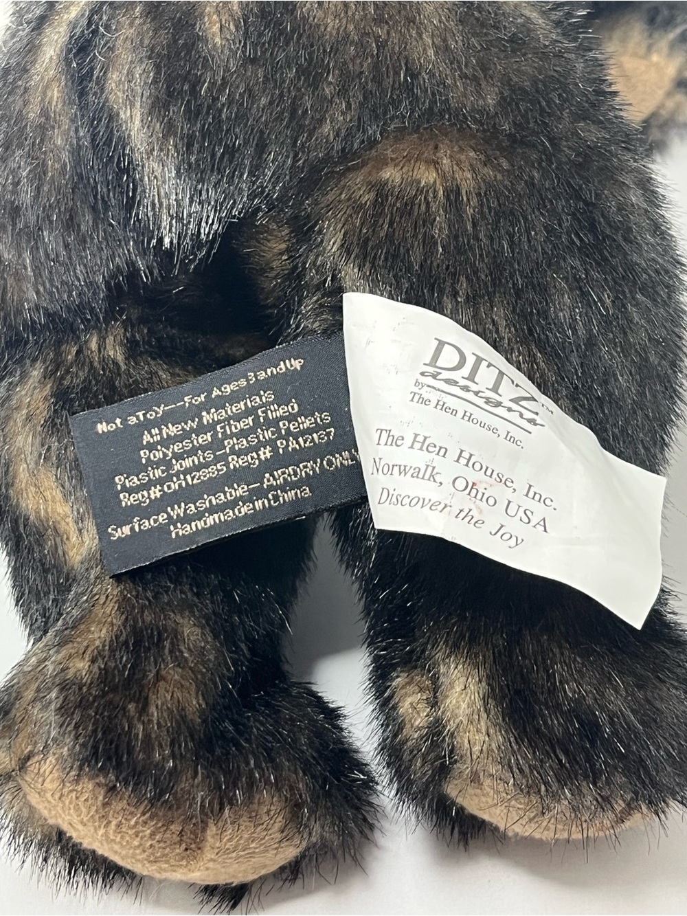 Ditz Designs Realistic Black Bear Plush 14” Hen House Vintage Stuffed Animal - Picture 8 of 10